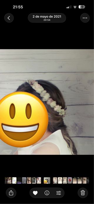 Tocado Comunión Flores Beige y Rosa Juana Sánchez