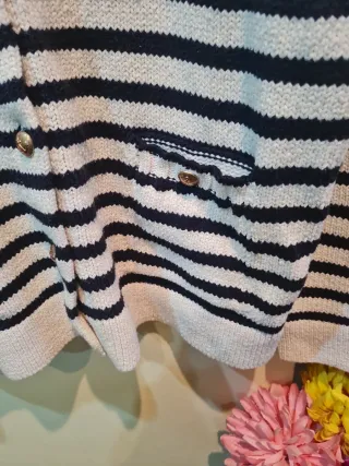 Chaqueta Zara Rayas Blanco y azul marino