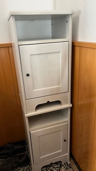 Mesita de noche beige/gris de madera