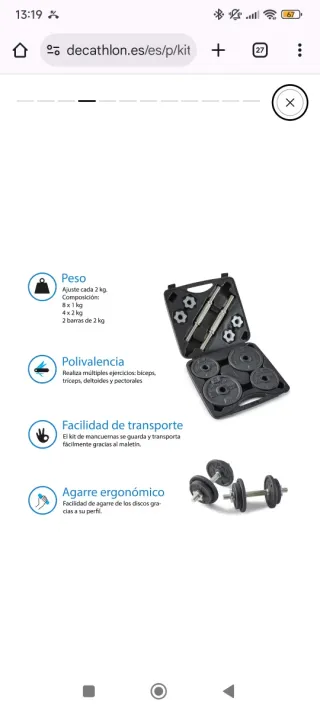 Kit Mancuernas 20 kg