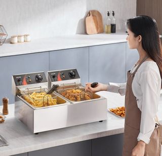 Freidora doble tanque acero inox