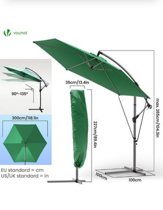 Sombrilla da giardino pieghevole verde da 300 cm di VOUNOT