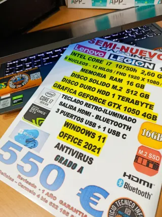 Gaming Lenovo LEGION 15,6 Intel i7 16GB RAM 512GB