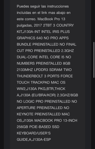 MacBook Pro 13” 2017 Gris Espacial