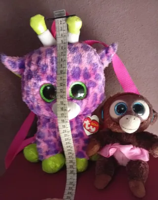 2 Peluches TY Mochila Jirafa y Monita