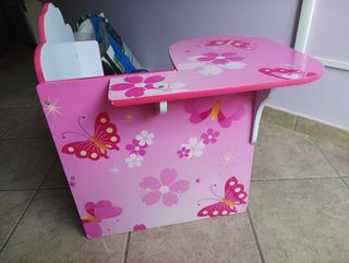 Scrivania bambina rosa farfalle