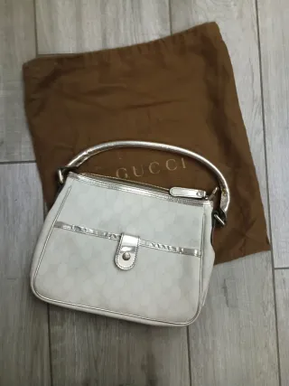 Borsa Gucci bianca/oro