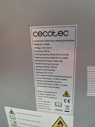 Cecotec Aire Acondicionado Portátil Función de calefacción