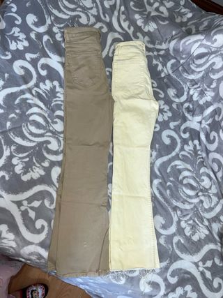 Pantalones campana beige y amarillo