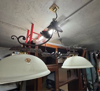 Lampadario 2 luci metallo anticato