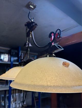 Lampadario 2 luci metallo anticato