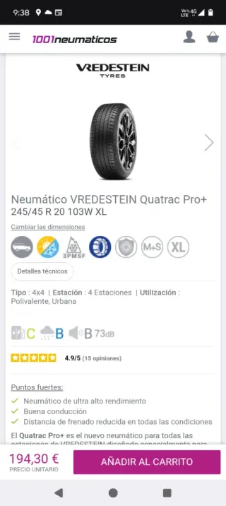 Cubiertas de coche (gomas) 245/45/20