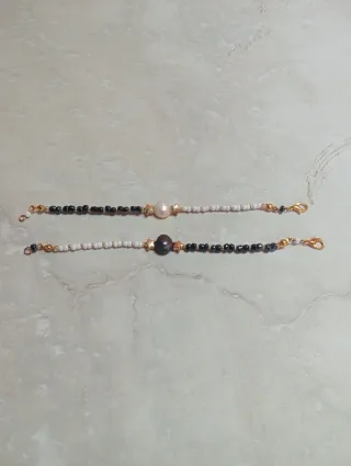 Pulseras Mejores Amig@s Perla Negra y Blanca