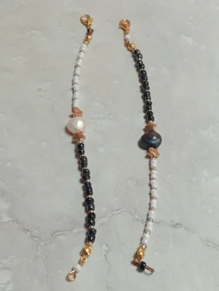 Pulseras Mejores Amig@s Perla Negra y Blanca