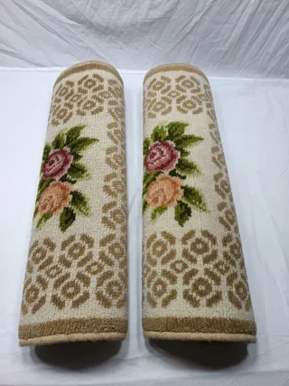 Conjunto 2 Alfombras Vintage Flores Beige/Rosa