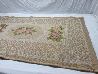 Conjunto 2 Alfombras Vintage Flores Beige/Rosa