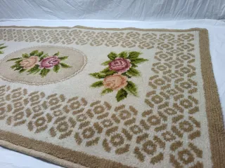 Conjunto 2 Alfombras Vintage Flores Beige/Rosa