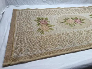 Conjunto 2 Alfombras Vintage Flores Beige/Rosa