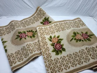 Conjunto 2 Alfombras Vintage Flores Beige/Rosa