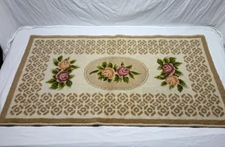 Conjunto 2 Alfombras Vintage Flores Beige/Rosa