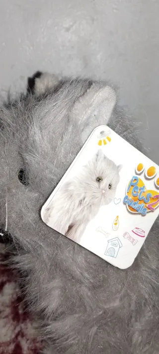 Peluche Gato Persa Azul Ojos Verdes