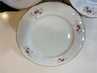 Vajilla porcelana antigua floral dorada