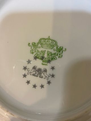 Vajilla porcelana antigua floral dorada