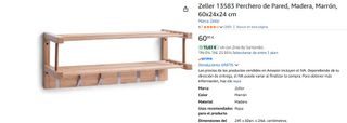 Perchero de pared Zeller madera bambú