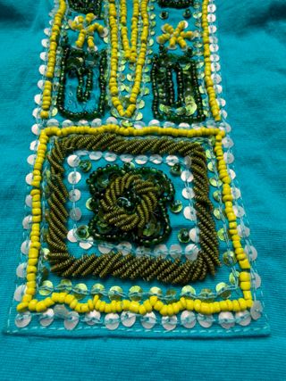 Vestido Chatik Turquesa Boho con Pedrería Talla L