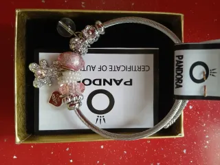 Pulsera Pandora Charms Corazón Rosa Plata