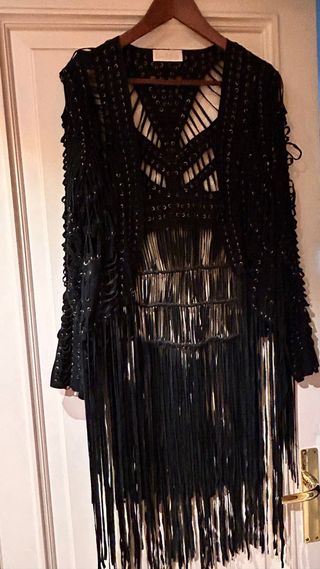 Túnica BABA negra flecos talla única