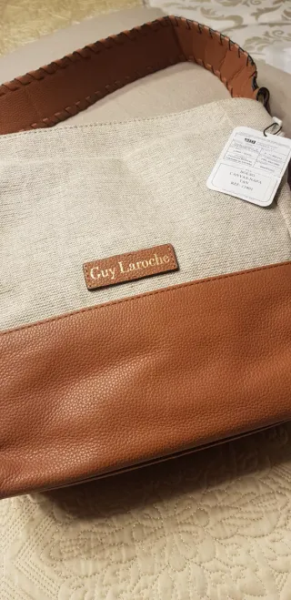 Bolso Guy Laroche Piel y Loneta Beige/Marrón