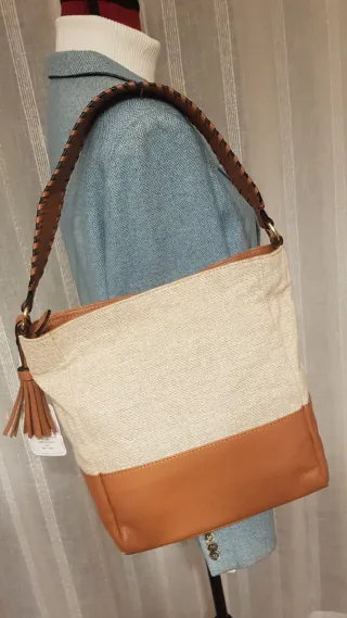 Bolso Guy Laroche Piel y Loneta Beige/Marrón