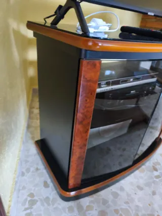 Mueble TV vintage madera y cristal