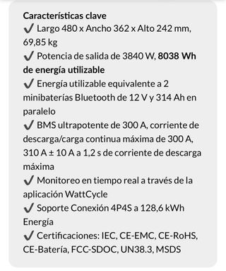 Batería Litio Autocaravana 12.8V 628Ah
