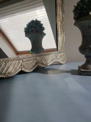 Espejo antiguo aplaca Repujado Plata