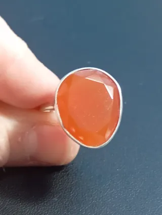 Anillo Plata Ley Piedra cornalina