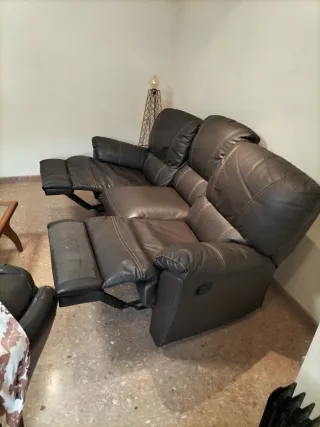 Sofá de piel 3 plazas color chocolate