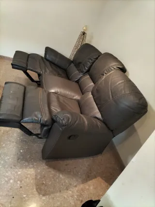 Sofá de piel 3 plazas color chocolate