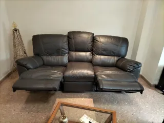Sofá de piel 3 plazas color chocolate