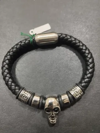 Pulseras de Acero y Cuero trenzadas para Caballero