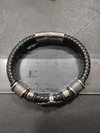 Pulseras de Acero y Cuero trenzadas para Caballero