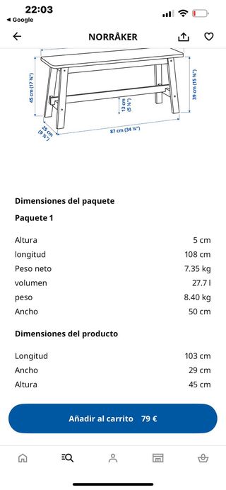 Conjunto 2 bancos madera Ikea