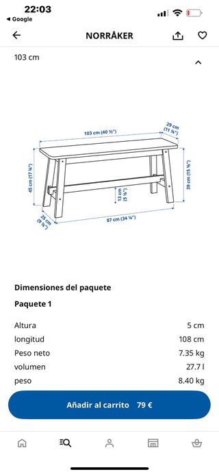 Conjunto 2 bancos madera Ikea