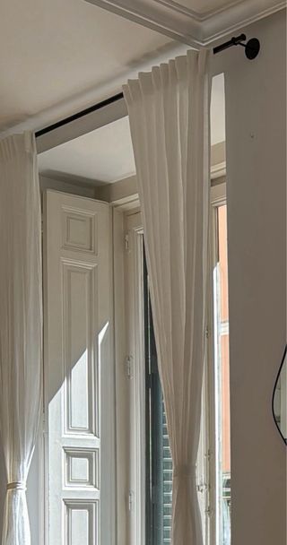 3 Barras Cortina Hierro Negro + Cortinas