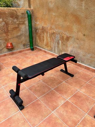 Banco de pesas inclinable Domyos + soportes barra