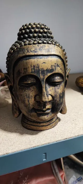 Figura Buda Madera Dorada