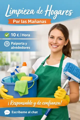 Limpieza de hogares por horas (mañanas).