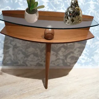 Consola recibidor madera y cristal