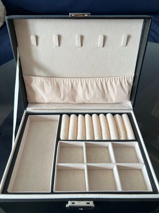 Joyero grande cuero negro con llave